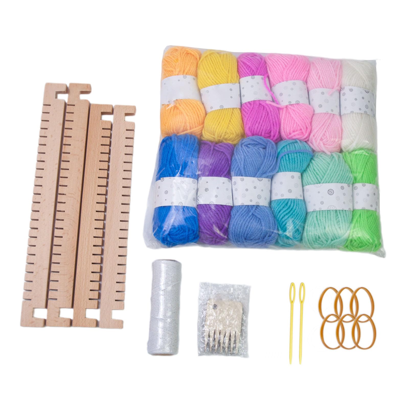 Msioytog 3 in 1 Weaving Loomed Kits Weaving Toy Wood Loomed Wood Hand Knitting Machine for Tapestries Scarves Craft