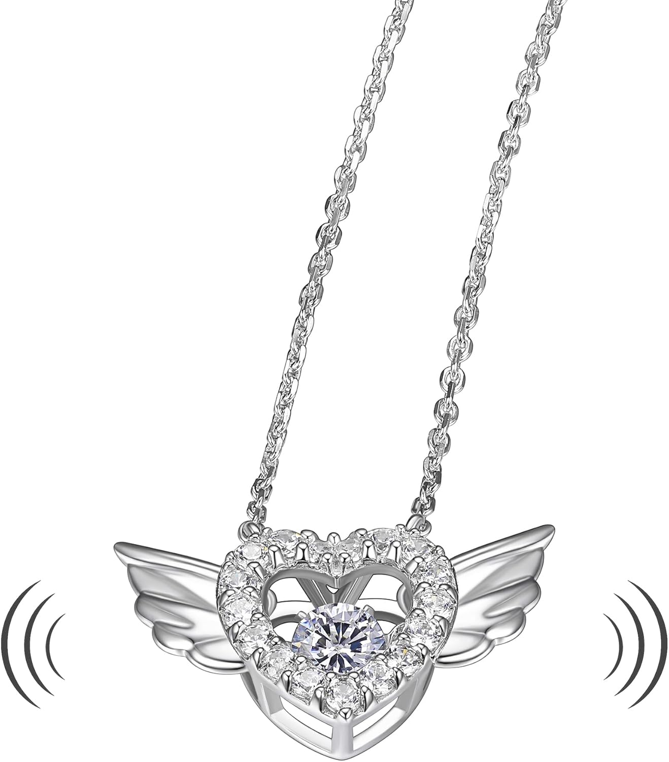 Christmas Gifts for Women,925 Sterling Silver Necklace, Snowflake Angel Wing and CZ Heart Pendant, 1-3 CTTW Cubic Zirconia with Dancing Diamond Design - Image 6