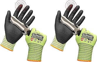SchwerProGuard Highest Level Cut Resistant Work Gloves PR3326 for Extreme Protection，ANSI A9 Cut Gloves with Reinforced Thumb, Non Slip, Non PFAS, Durable, Touch-screen, Yellow 2 Pairs L