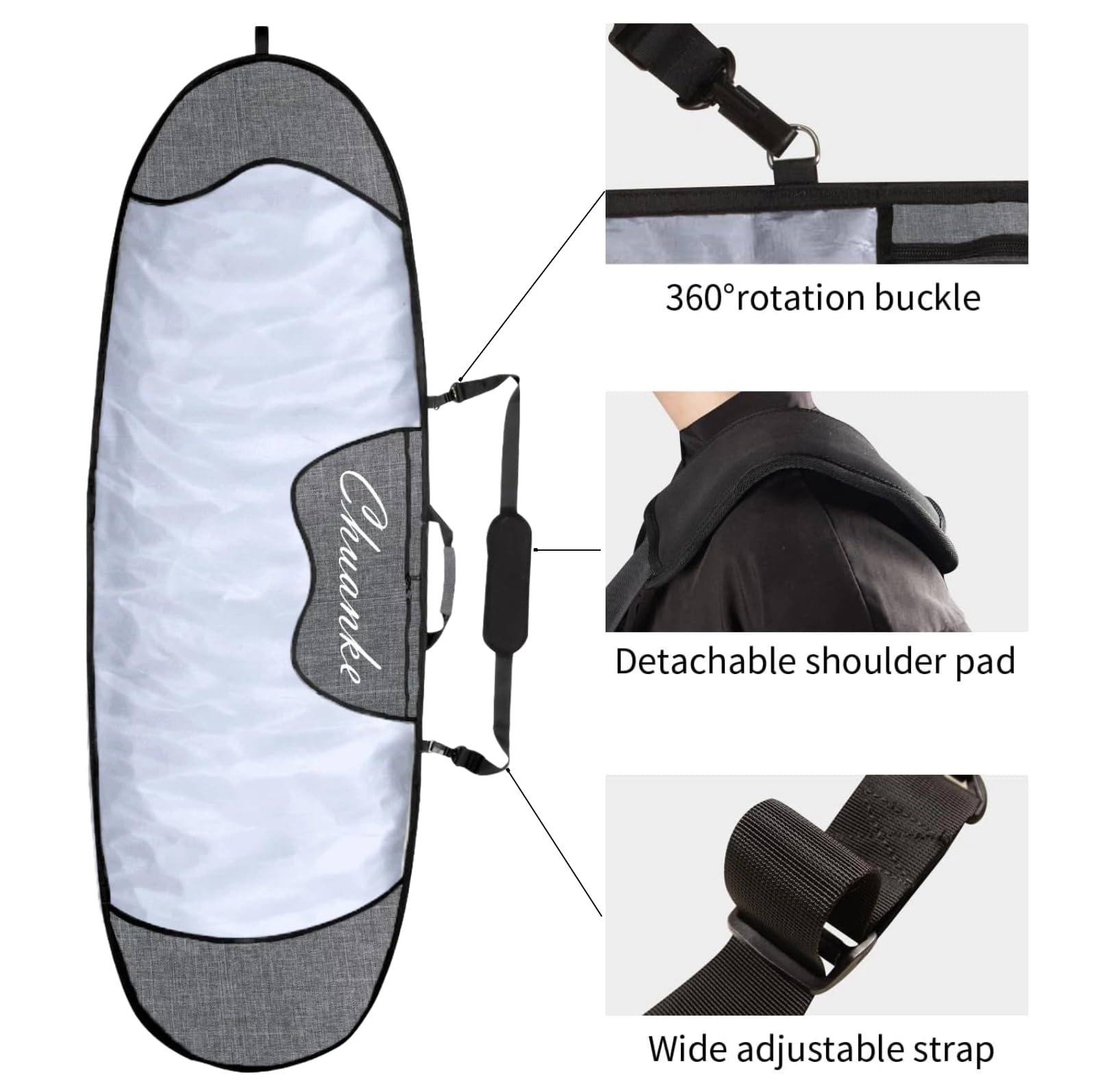 Surfbrett-Tasche für den Außenbereich, wasserdicht und Sonnenschutz, Surfbrett-Tragetaschen mit Flossenschlitz, für 1,8 m, 1,8 m, 2,3 m, 2,3 m, 2,4 m, 2,9 m Longboard-Aufbewahrung und Reisen