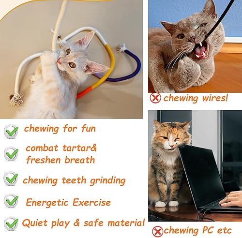 Miniatura 6 de itPlus Cat Toys Chew Ropes, Silvervine Sticks Catnip Rope Toys for Kitten Dental Care, Safe Teeth Cleaning Toy for Indoor Cats, Kitty Kicker Toy