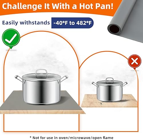 Miniatura 6 de Warome Paquete de 2 tapetes de silicona de 36 x 23.6 pulgadas para encimera de cocina, tapete antideslizante para encimera de cocina, protector de