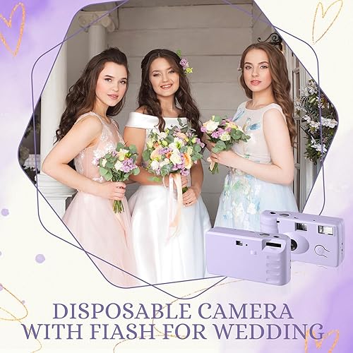 Miniatura 6 de Treela Paquete de 6 cámaras desechables para boda, despedida de soltera, de un solo uso, cámara flash de 1.38 pulgadas (1.378 in), cámara para