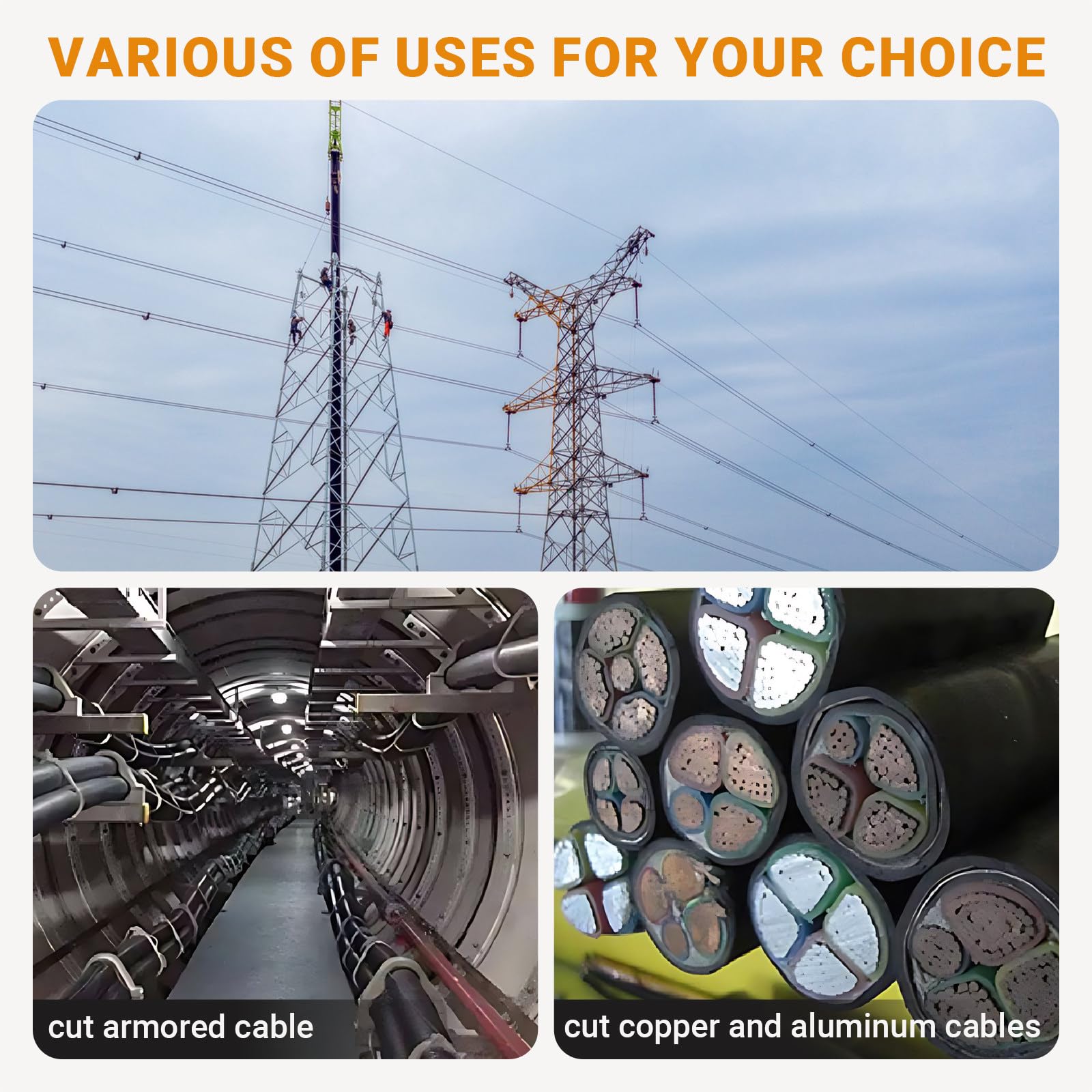 Cortacables de alta resistencia, cortador de cables hidráulico con válvula de seguridad para cortar cables de cobre, aluminio y blindados, ideal para profesionales y proyectos de bricolaje