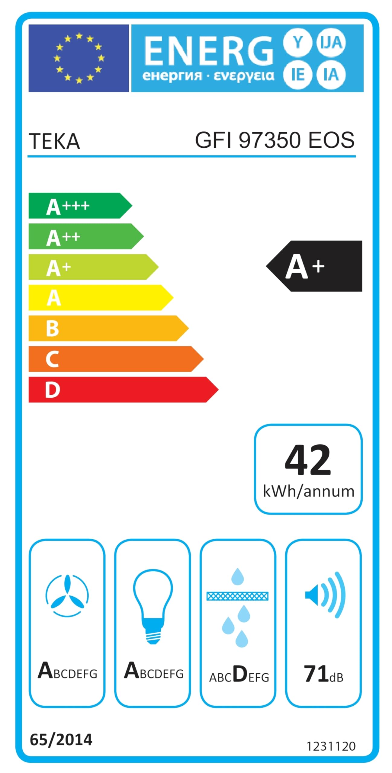 TEKA Campana Extractora Integrada 90 cm, 3 Velocidades + 1 Intensiva, Motor EcoPower, Iluminación LED, Filtros Metálicos, Recirculación, Clase Energética A+, Integra GFI 97350 EOS BK