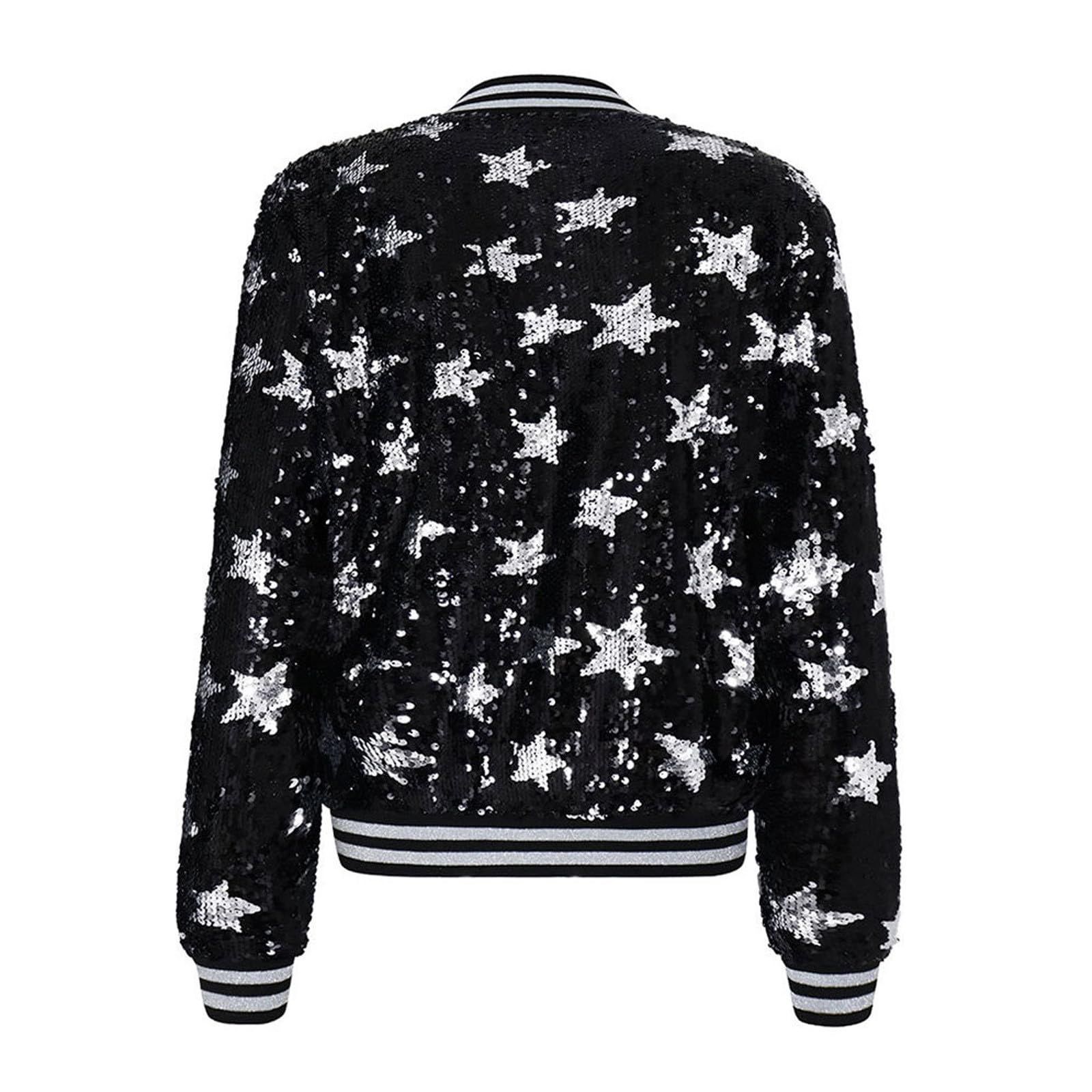 Robe à paillettes pour femme - Blouson bomber à manches longues - Veste de fête d'affaires décontractée - Cardigan court brillant - Blazer à paillettes brillant - Rave Party Outwear - Veste
