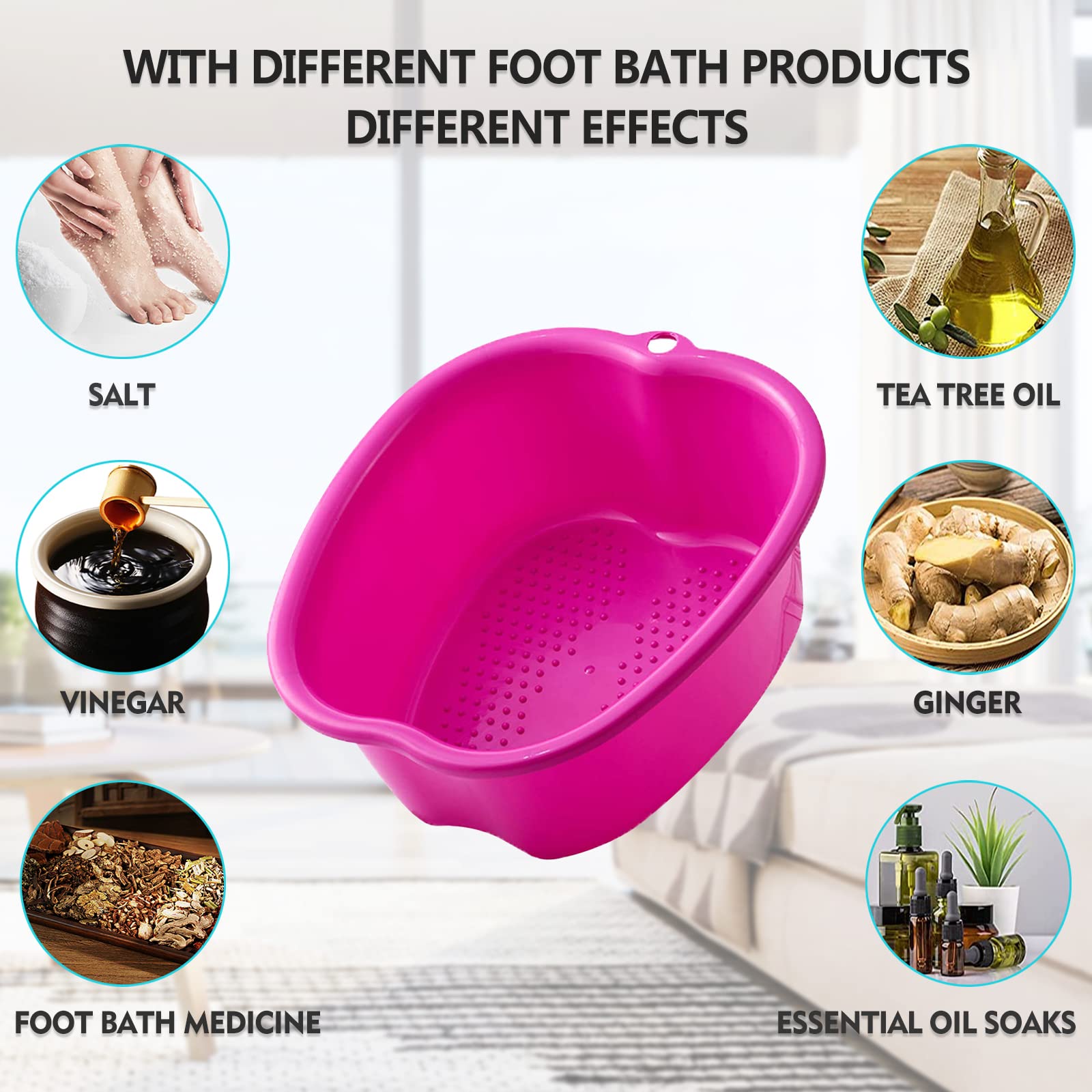 Vasca da bagno grande in plastica spessa pediluvio, pediluvio spa, acqua spa e massaggio ai piedi - vasca per ammollo piedi, unghie e caviglie, pedicure, pedicure, vasca da bagno portatile (viola)