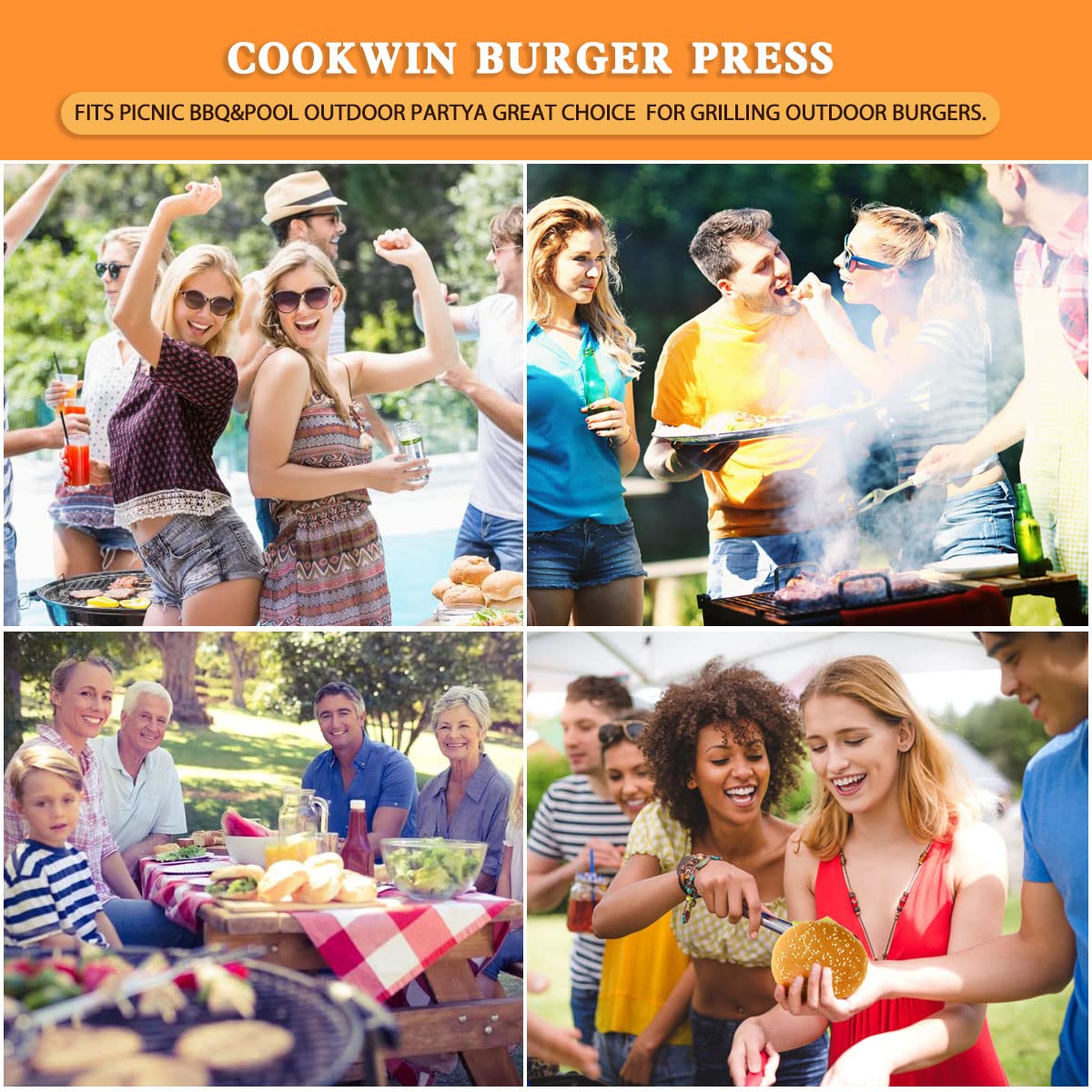 Smash Presse-Hamburger Robuste avec poignée d'isolation thermique-15,2 cm-Presse à Hamburger en Fonte-Presse à Bacon-Presse à Sandwich-Presse à Barbecue Ronde pour Plaque de cuisson-50 pièces