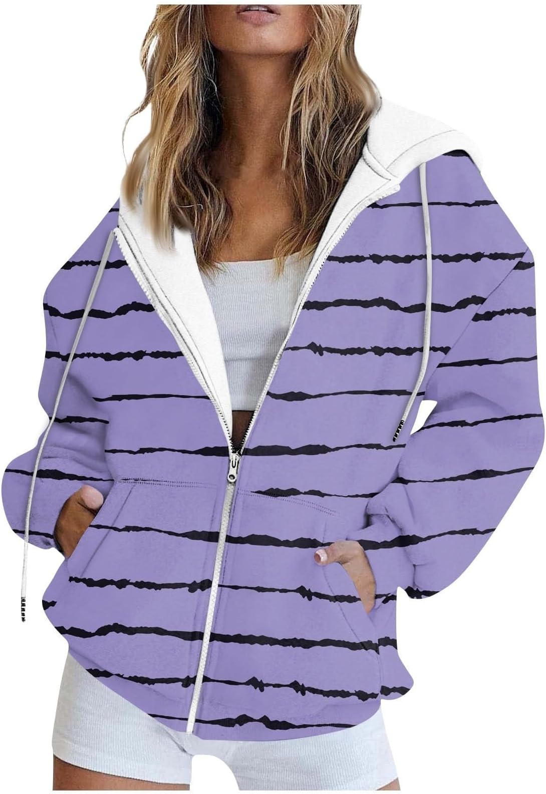 Winter Jackets for Women Plus Size Jacket Coat Printed Fall Sweatshirt Outwear with Pockets 6