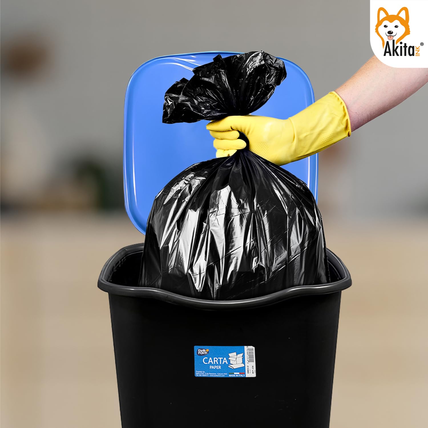 AKITAInk - Set 3 Pattumiere Differenziate AKIJAZZ3, Secchio Pattumiera 3 Bidoni da 50 litri – Organizza la Raccolta con Stile e Funzionalità