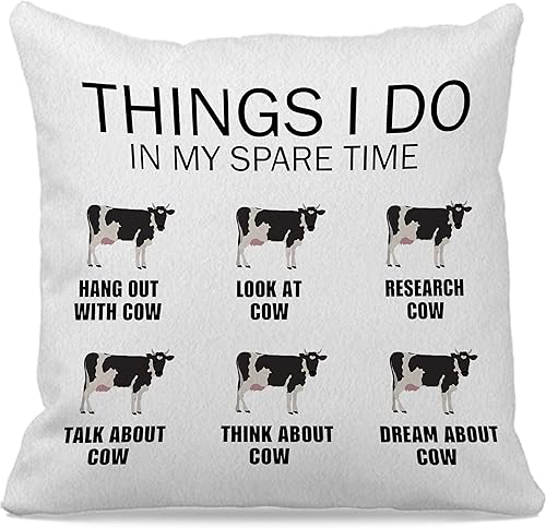 OFlich Funda de almohada de vaca lechera de 18 x 18 pulgadas, funda de cojín decorativa de granja para el hogar, dormitorio, sala de estar, regalos