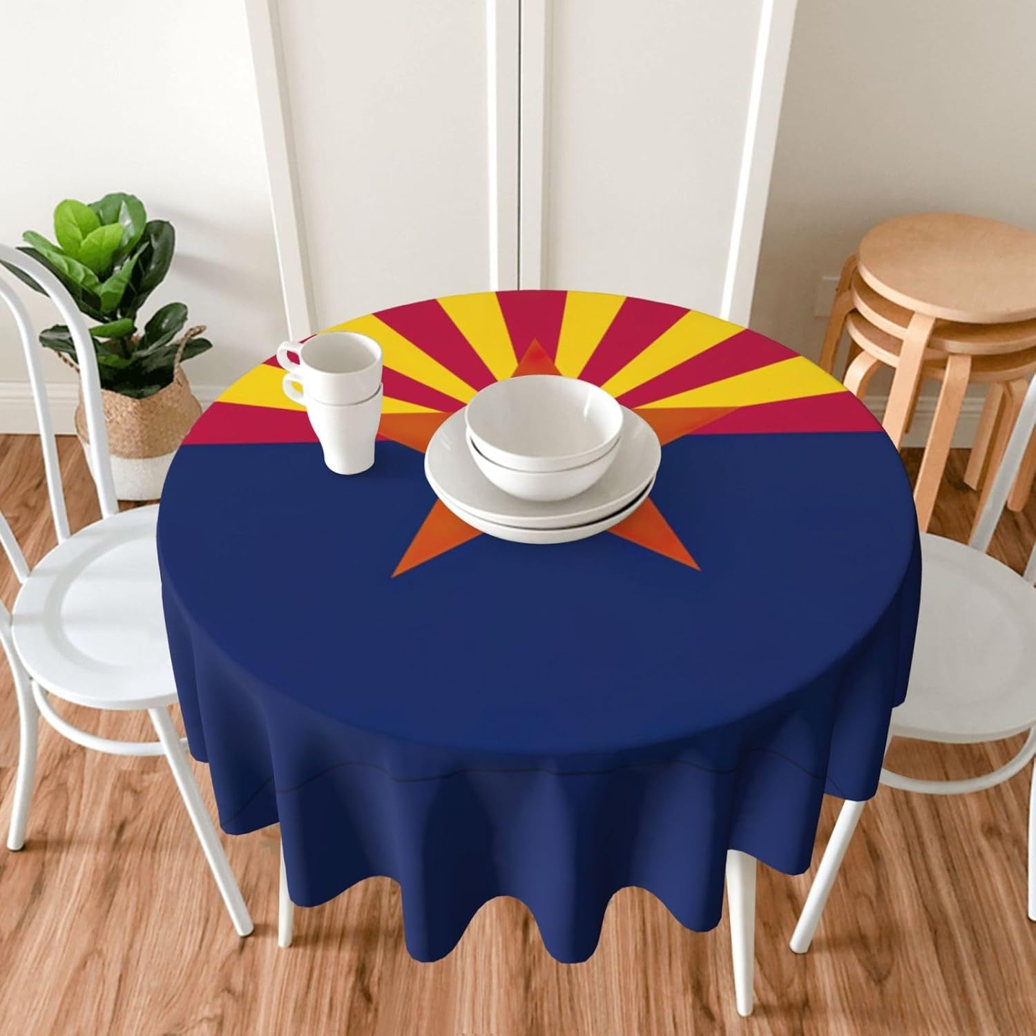 Arizona State Flag Print Wrinkle Free Dining Table Cover for Birthday Party Farmhouse Tablecloths Up to 60 x 60 Inches