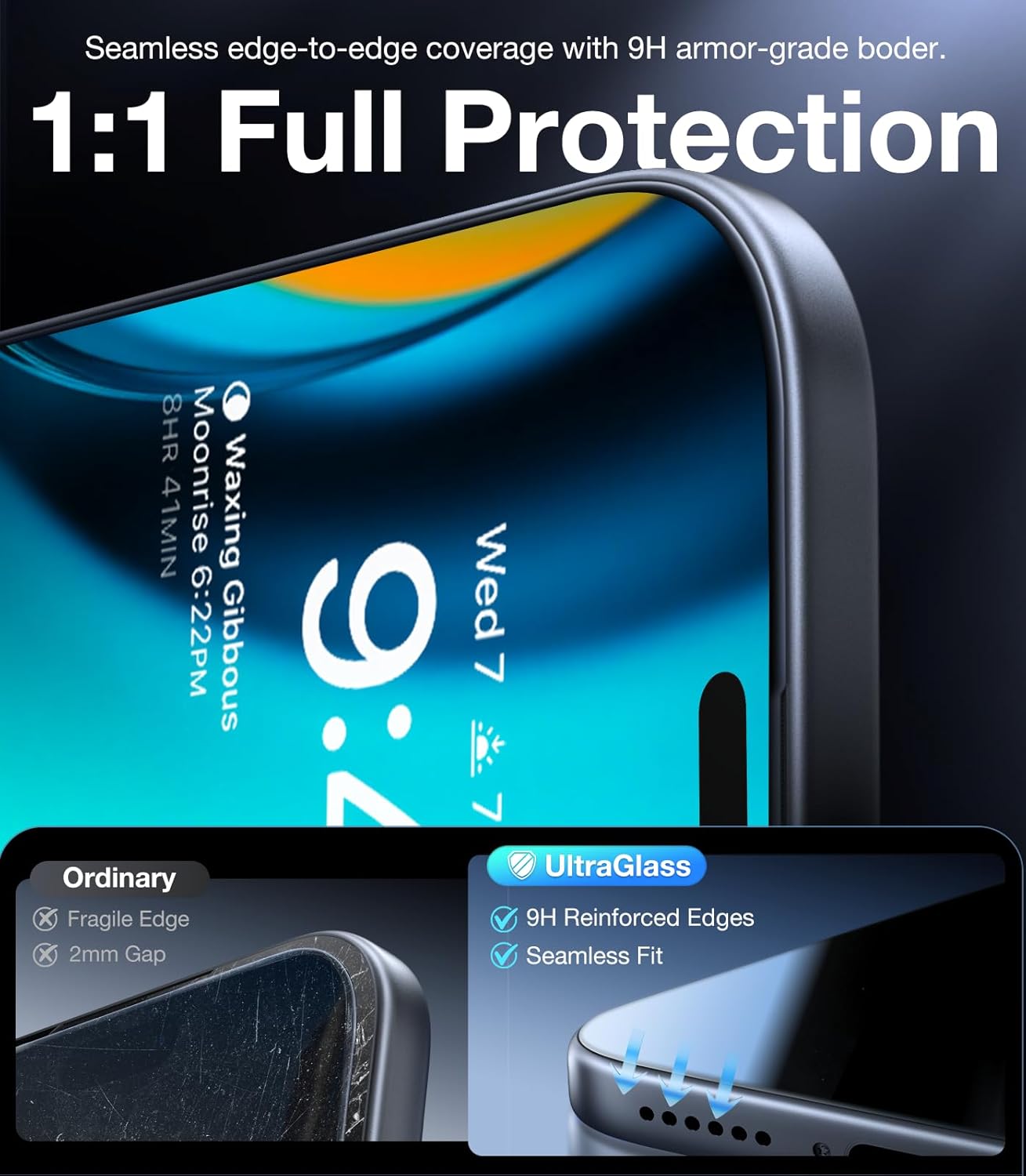 UltraGlass 9H+ Glass for iPhone 16 Pro Privacy Screen Protector [NO.1 Military Grade Shatterproof] Privacy Screen iPhone 16 Pro Tempered Glass [100% Anti Spy & Longest Durable] 2 Pack - Image 8