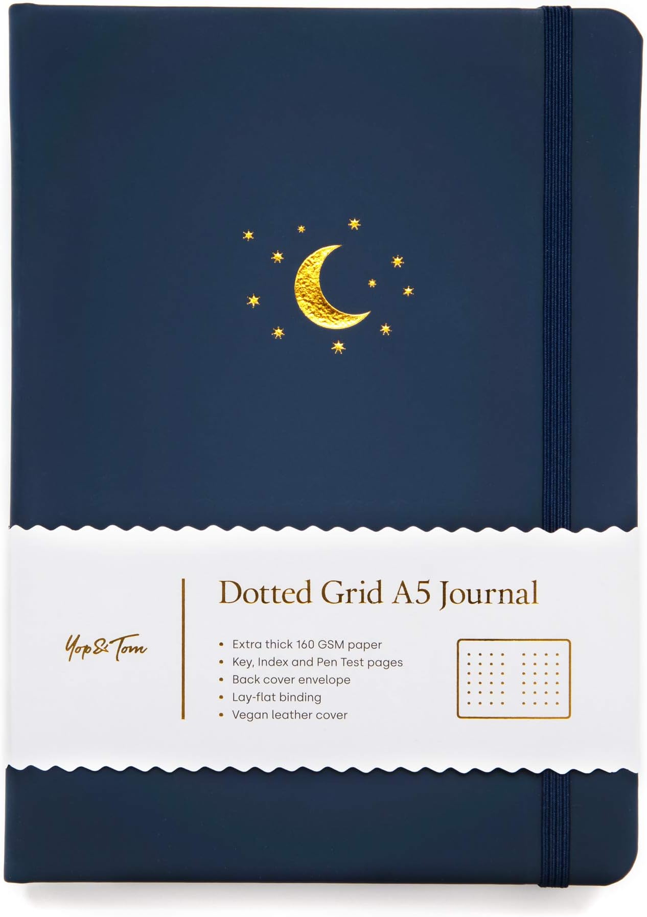 Yop & Tom Dotted Journal Notebook A5 Moon and Stars Extra Thick