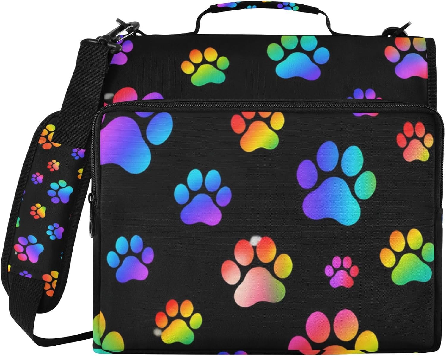 3 Ring Zipper Binder Bag-Paws Colorful, Briefcase with Laptop Sleeve