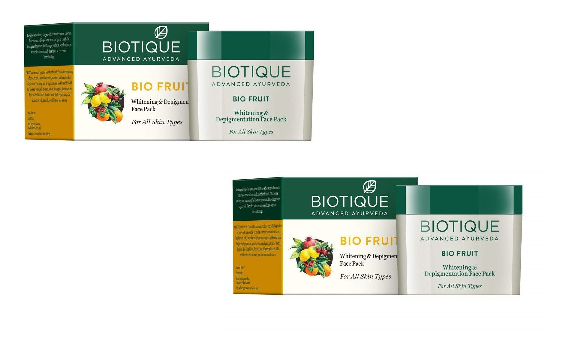 Biotique Advanced Ayurveda Bio Fruit Whitening and De-Pigmentation Face Pack (For All Skin Types)(Pack of 2)