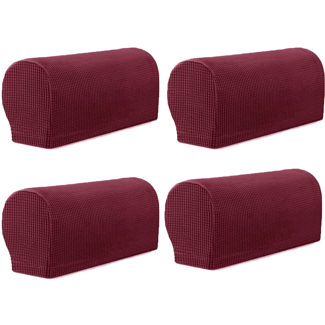 Fundas elásticas para reposabrazos Xiao Hua en color rojo vino para sillón pack de 4