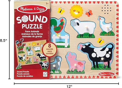 Miniatura 10 de Rompecabezas de madera con efectos de sonido de animales de granja de Melissa & Doug (8 piezas)