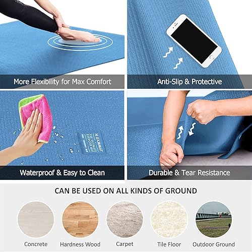 Miniatura 3 de GXMMAT Large Yoga Mat 6'x4'6'x6'7'x5'(7mm9mm), Extra Thick Workout Mats for Home Gym Flooring,Ultra Comfortable Non-Slip Quick Resilient Barefoot