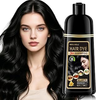 Black Hair Dye Shampoo for Gray Hair Coverage, 3 in 1 Natural Herbal Hair Dye Shampoo, Ammonia Free, Colors...