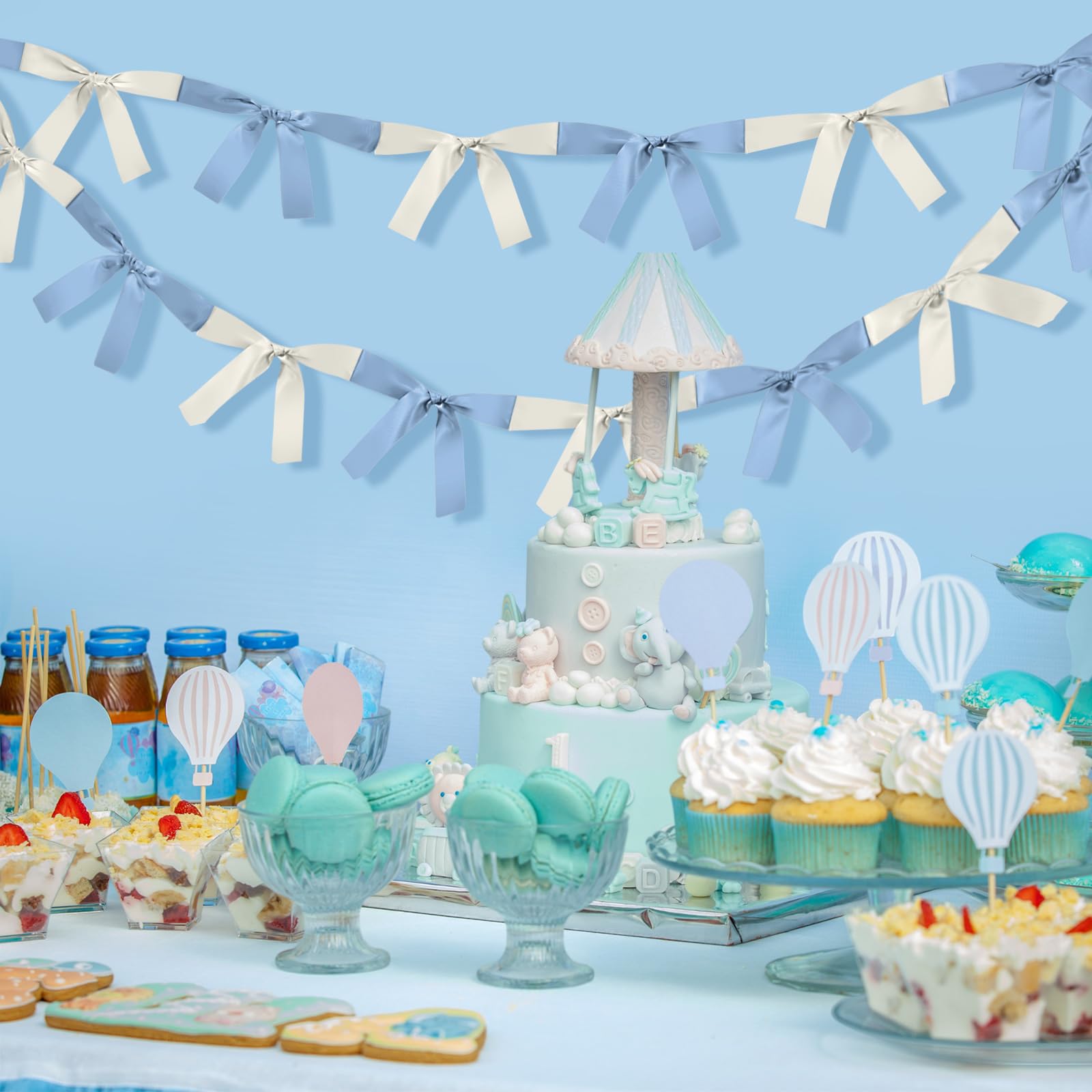 2pcs Bow Garland Banner, Ribbon Bow Party Decorations For Baby Shower Girls Bow Coquette Birthday Party Decor Peach Pink 453491226243547136