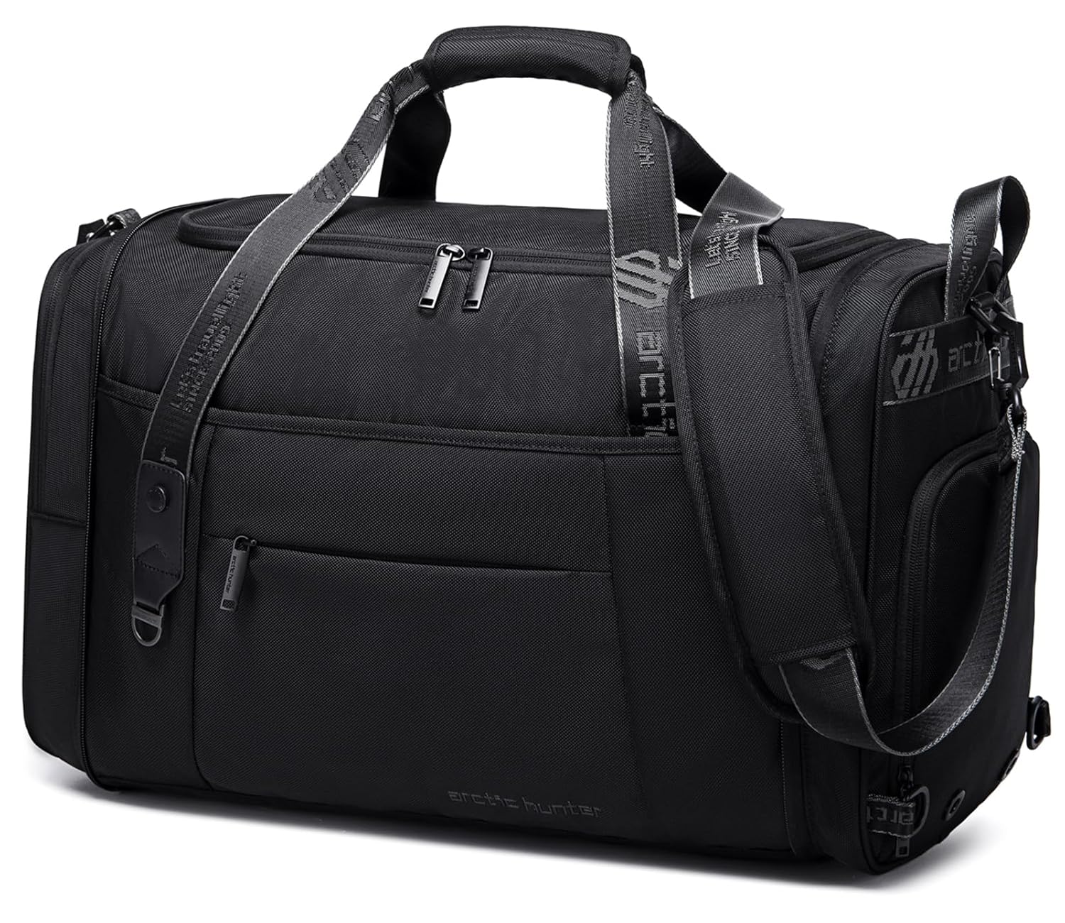Arctic Hunter Travel Duffle Bag for Men 40L Foldable Hand Bag with Shoes Compartment 1680D Polyester Water/Wear Resistant Cabin Duffel Bag with Multiple Pockets for Weekend Travel Office, Black Arctic Hunter Travel Duffle Bag for Men 40L Foldable Hand Bag with Shoes Compartment 1680D Polyester Water/Wear Resistant Cabin Duffel Bag with Multiple Pockets for Weekend Travel Office, Black