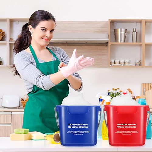 Miniatura 7 de Roshtia 6 cubos de limpieza de 3 cuartos de galón, cubo cuadrado de desinfectante pequeño, cubo de detergente para el hogar, comercial, restaurante,