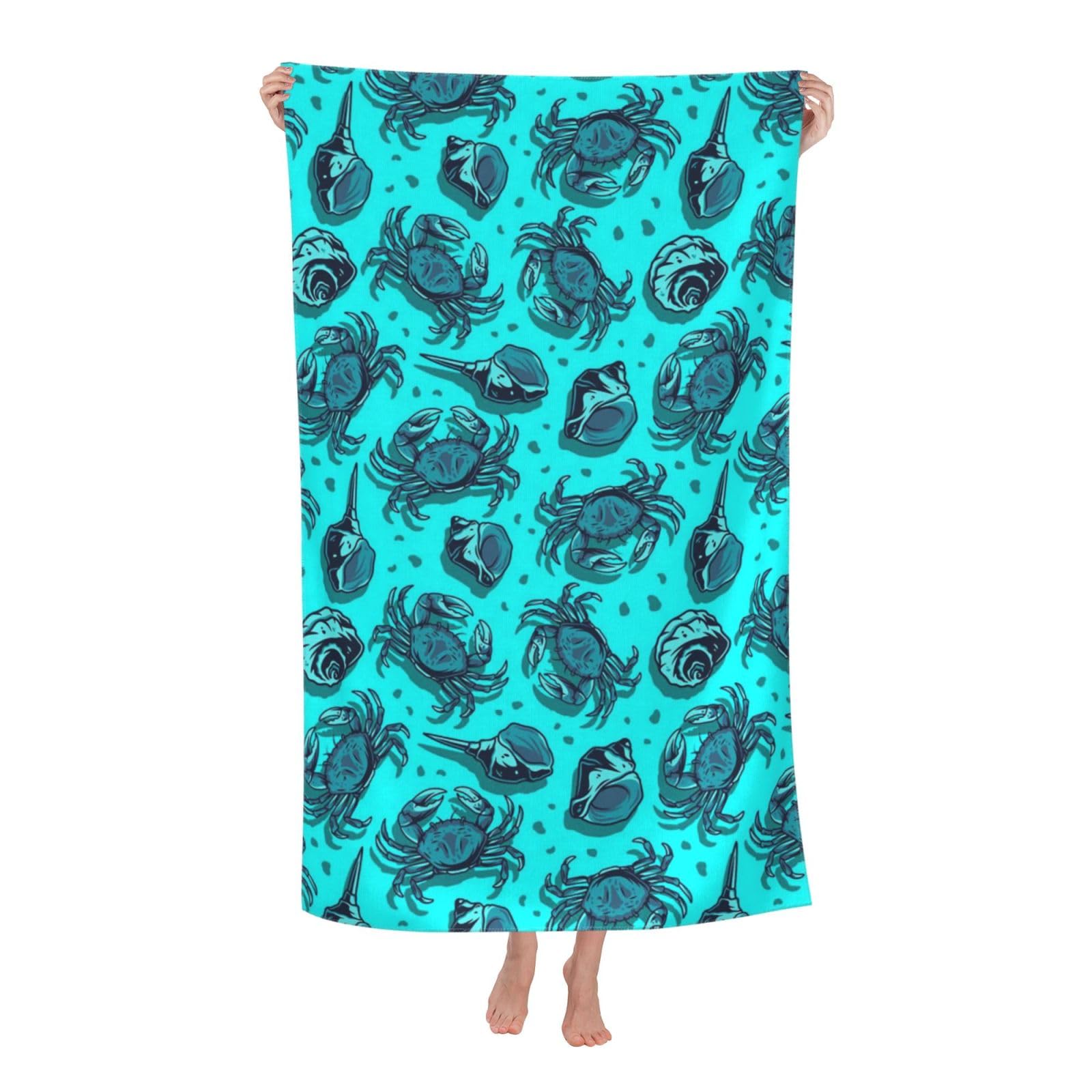 LSRCPD Beach Towel Crab Microfiber Beach Towels Blanket Oversized Tropical Big Extra Large XL Pool Towels Quick Dry Sandproof for Women Girls Kids