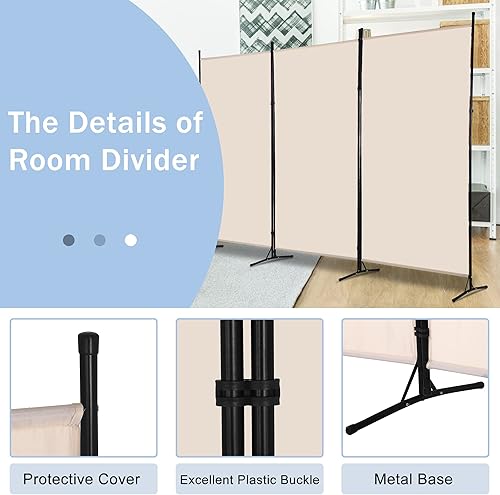 Miniatura 4 de Divisor de habitación plegable de 3 paneles de 6 pies, pantallas de privacidad portátiles divisores de pared separadores de habitación con doble