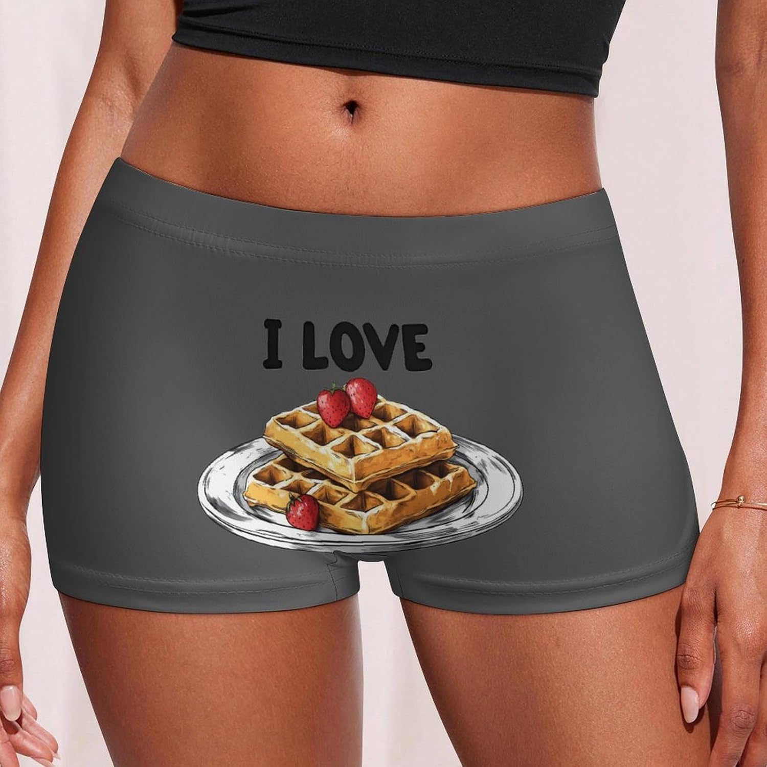 I Love Waffle1 Fashion Women's Boxer Briefs Breathable Underpants Trunks Stretch Underwear