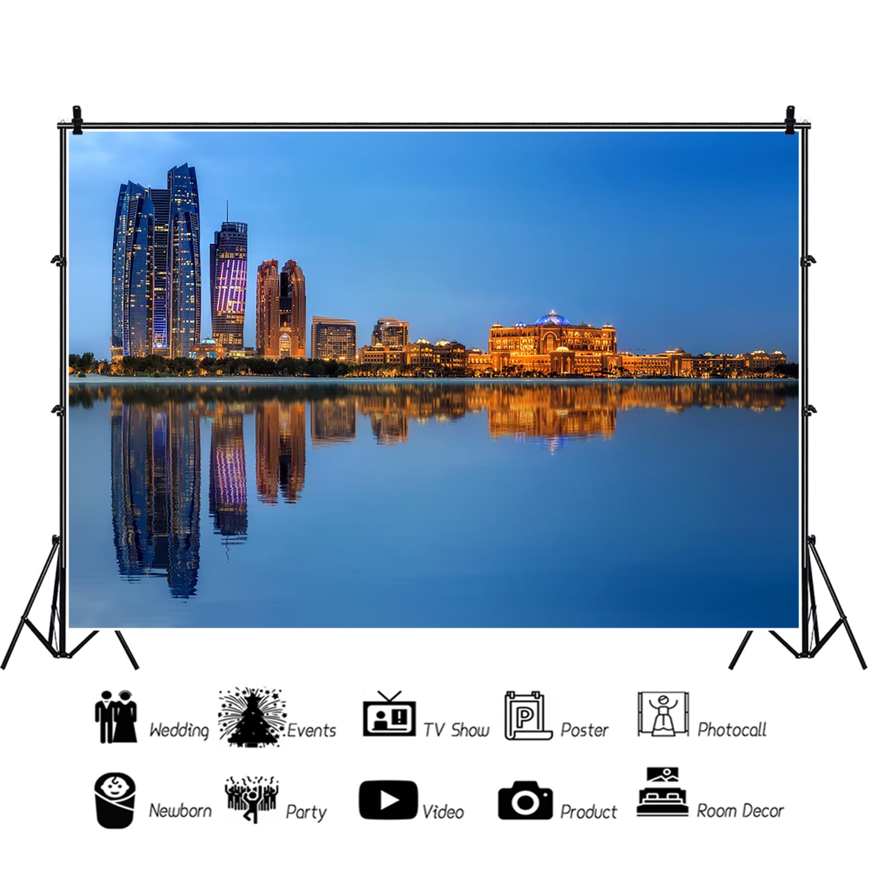 Krajobraz miasta tło 3,7 x 2,4 m winyl nowoczesny budynek miejski nocny widok miasto panorama krajobraz fotografia tło rzeka miasto neon nocny widok tło portret sesja zdjęciowa studio