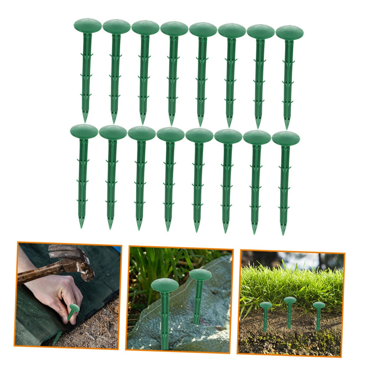 DOITOOL Picchetti di Plastica per Terra 150 Pezzi, Chiodi per Fissaggio Teli Antiparassitari e Giardinaggio, Picchetti Verdi 11 Cm per Esterni, Ancoraggio per Tende e Prato, Uso Giardino