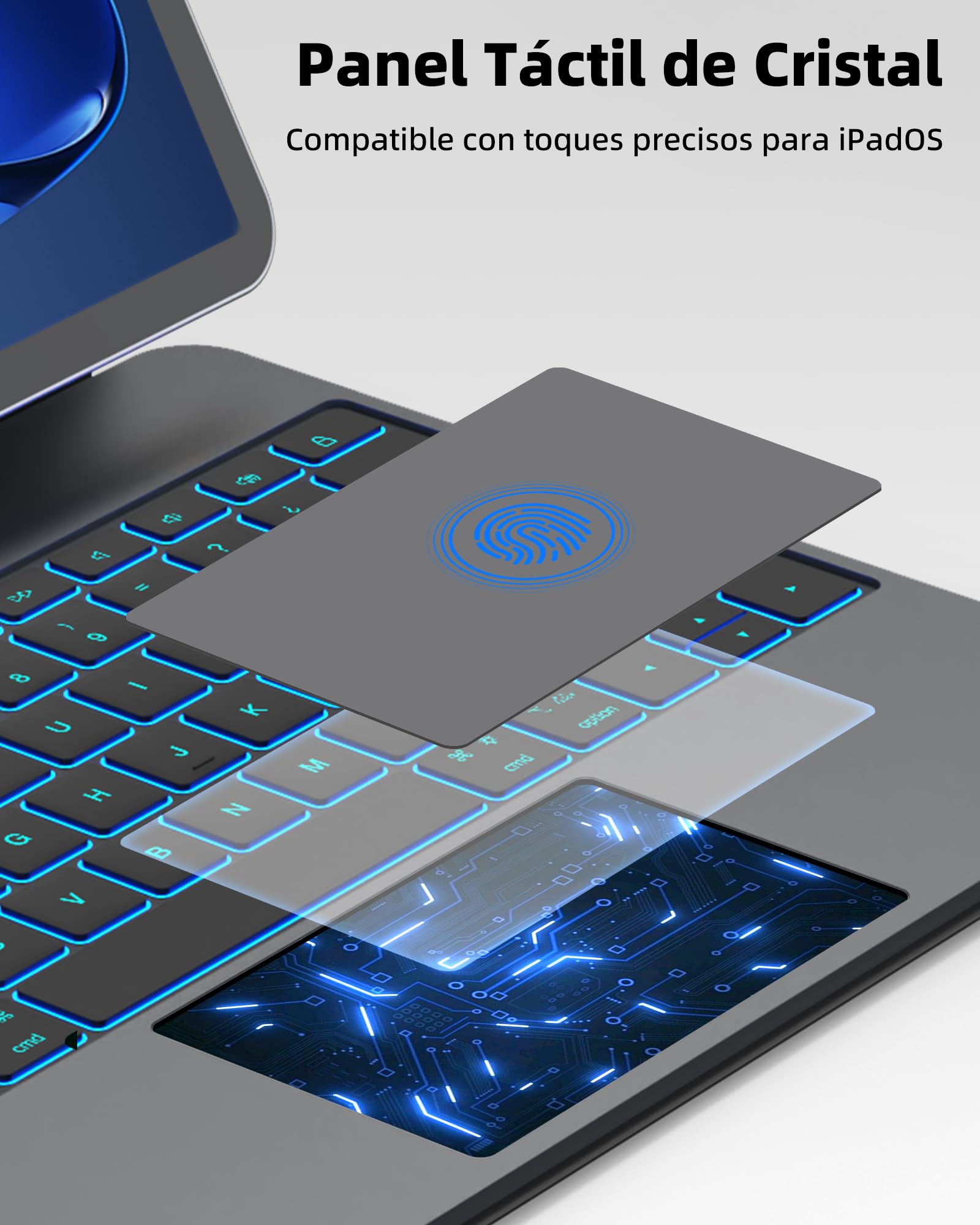Bettdow Teclado para iPad Air 13" (M4 2026/M3 2025/M2 2024)/ iPad Pro 12,9"(6ª/5ª/4ª/3ª Gen), Español Ñ Ligera Magnético Flotante Diseño Teclado con Trackpad, Sin Bluetooth, Negro