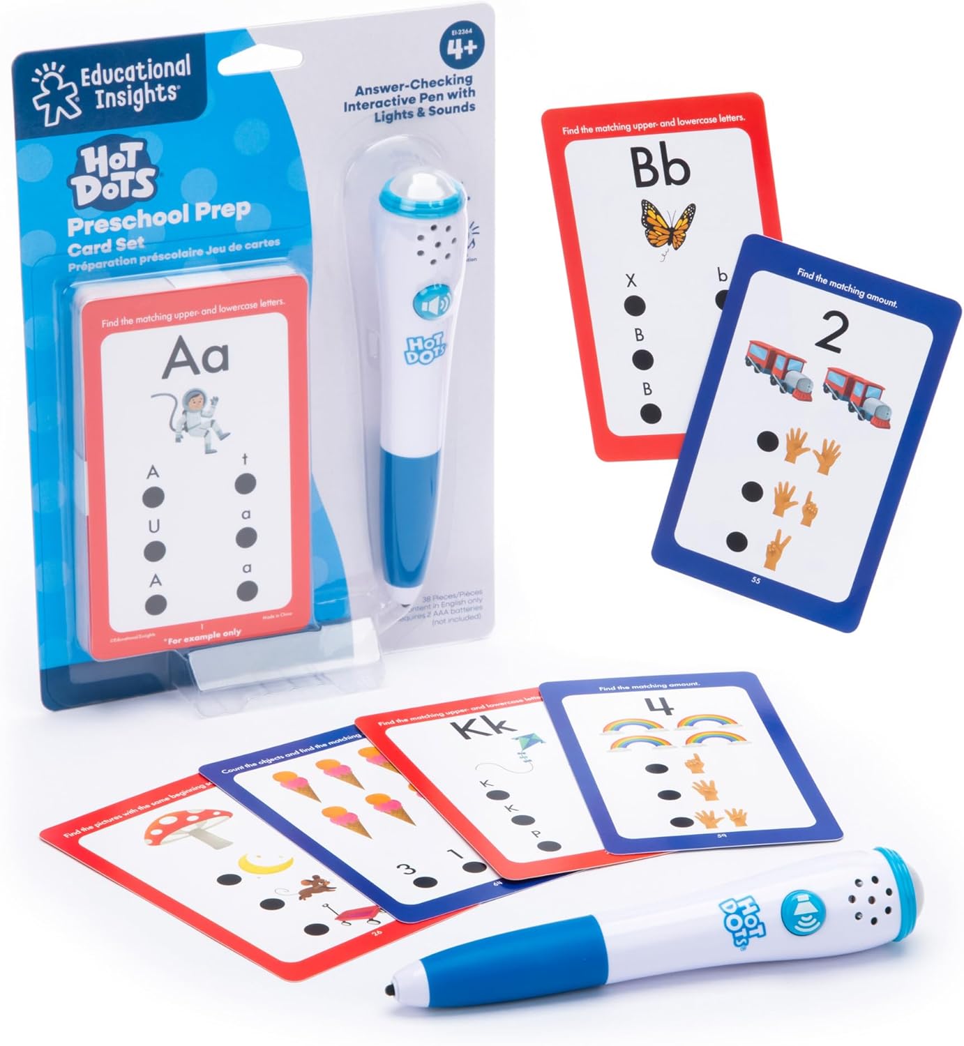 Educational Insights Hot Dots Preschool Prep Set – Toddler ABC Flash Cards with Interactive Pen, Preschool Learning Activities, Reading & Math Workbooks, Learn to Read for Kids ages 4+
