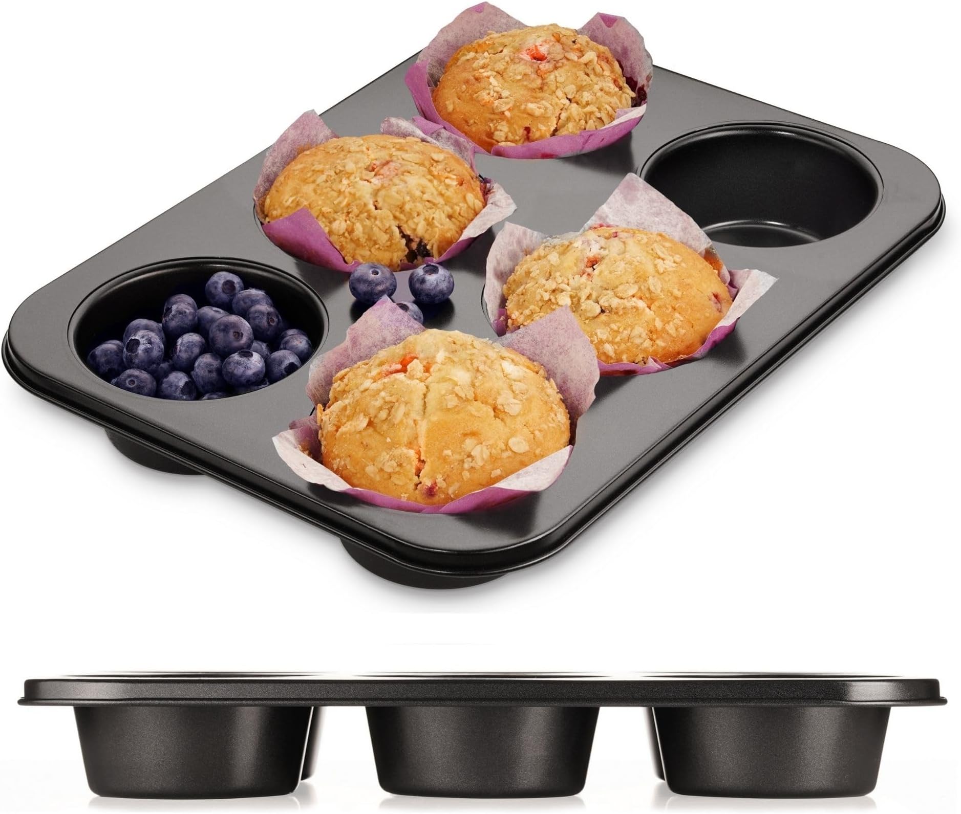 Wilton Jumbo Muffin Tin, Recipe Right, Non Stick, 6 Hole, 7cm x 24.8cm