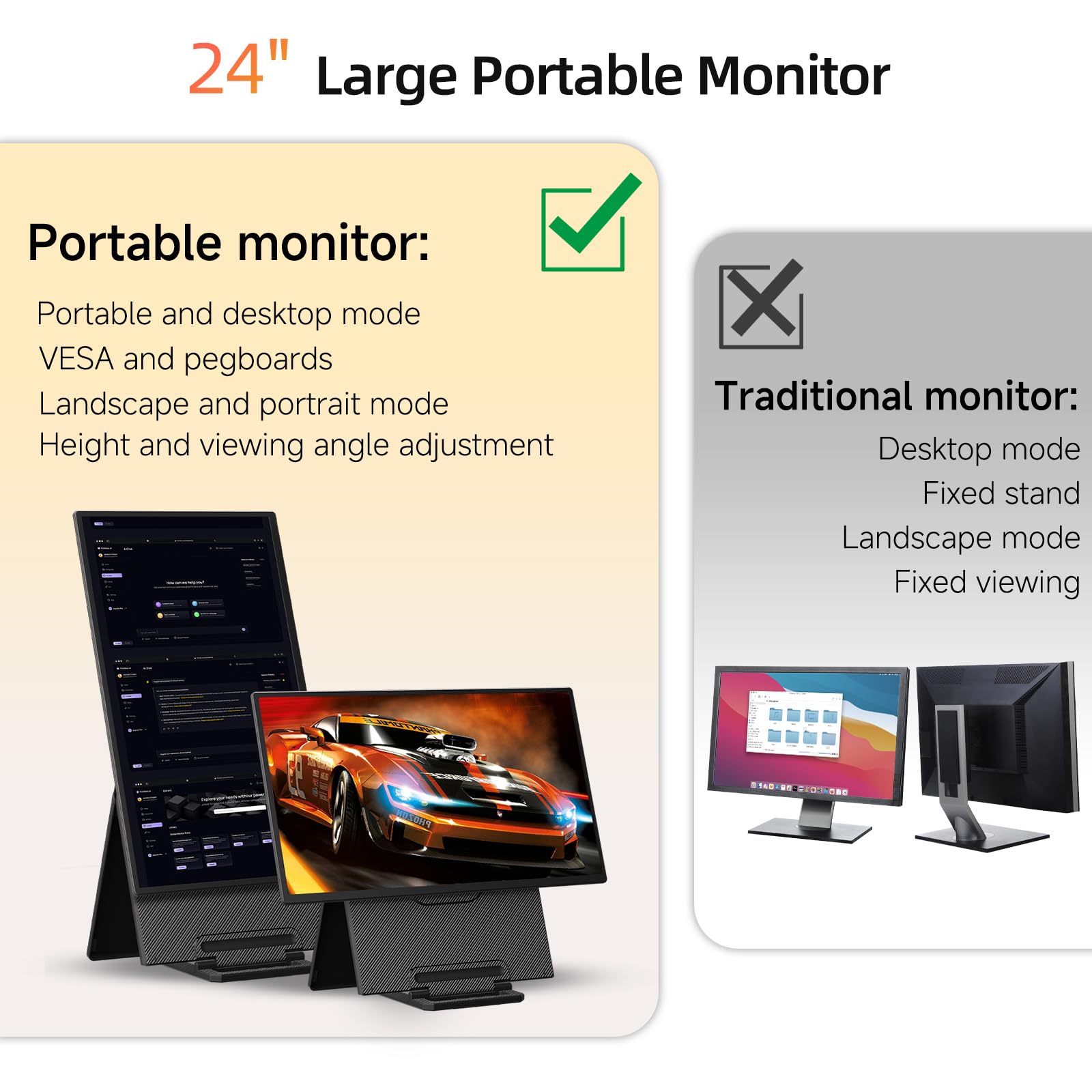 23.8 Inch Portable Monitor 1080P FHD 100Hz IPS HDR - Dettaglio