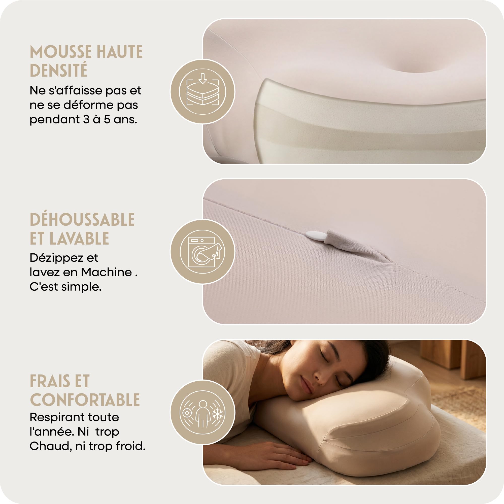SOMNUA Oreiller Ergonomique Cervical à Mémoire de Forme Toutes Positions