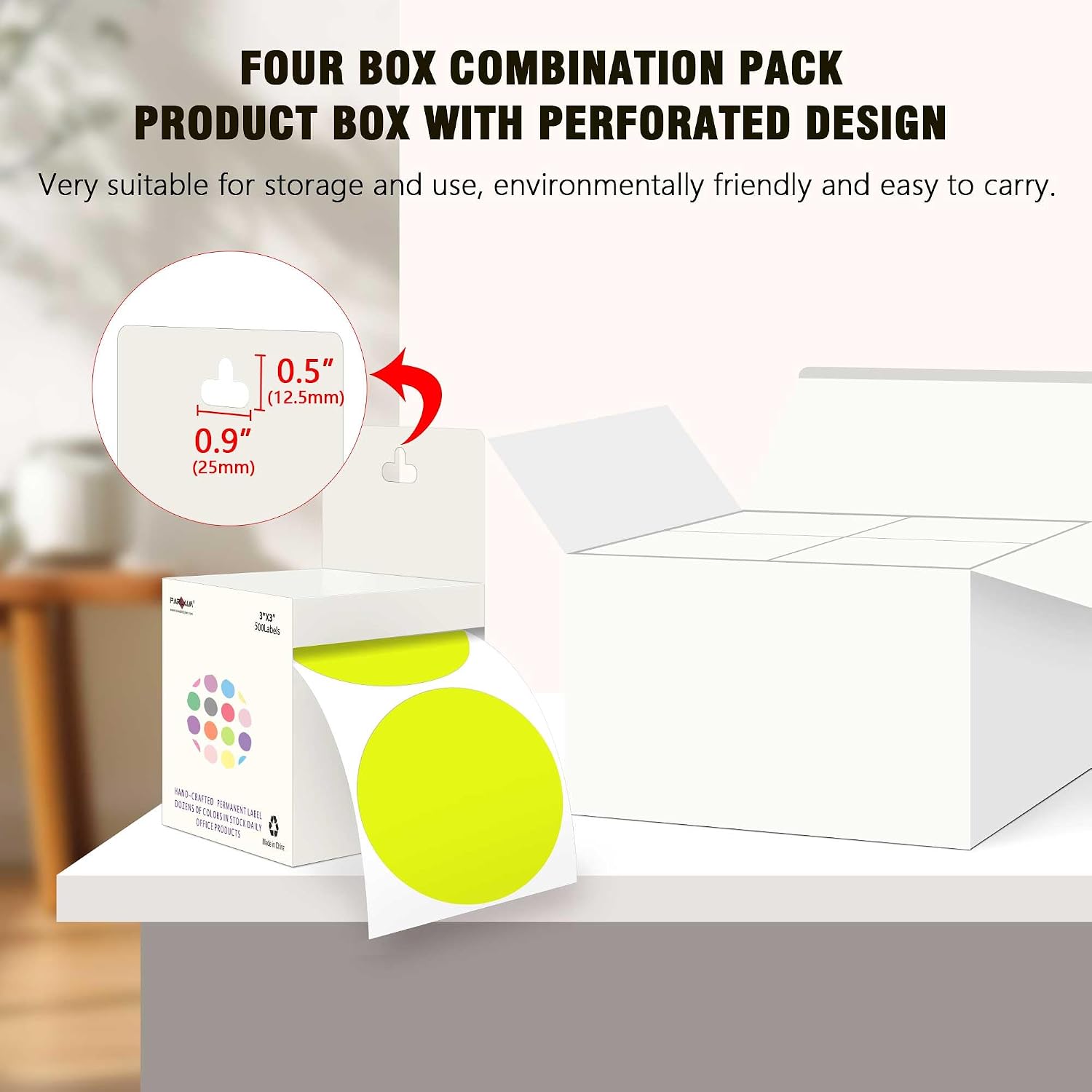 PARLAIM 3”Color Coding Labels Stickers,4Rolls/2000per Dispenser Box Round Adhesive Circle Dot Stickers for Inventory Office Home(Fluorescent Yellow)