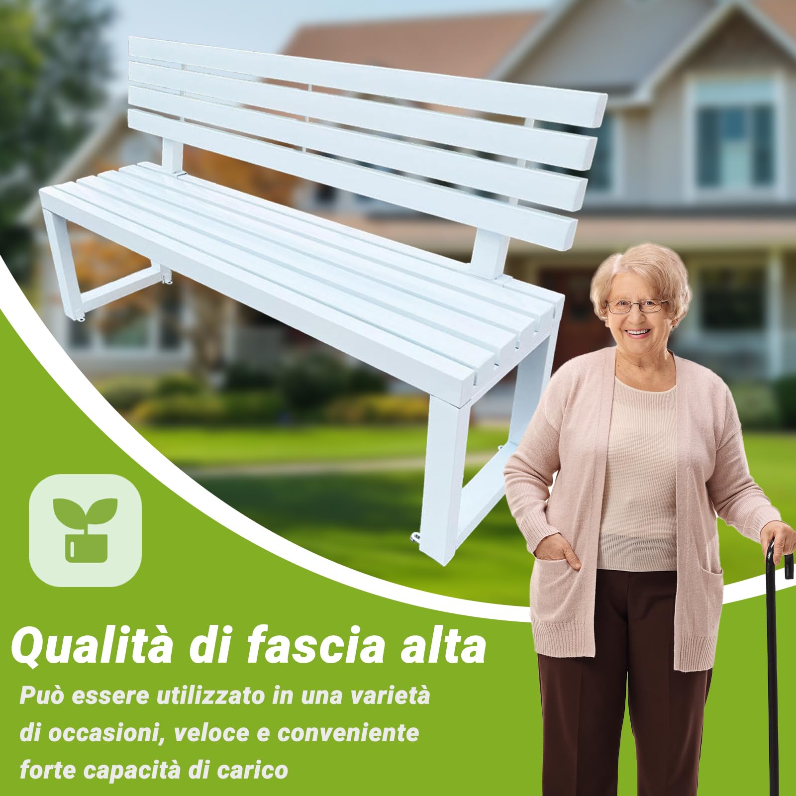 Panca da Giardino, panchine da Patio, Panchine da Esterno per Patio, Panca da Giardino in Metallo, per Portico, Prato, Balcone e Cortile(Dimensioni: 120x40x85cm)