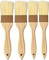 NXRACSH Natural Boar Bristle Pastry Basting Brushes - 660°F Heat Resistant, Non-Shedding, Wooden Handle, 1" & 1.5" 4-Pack for Baking BBQ