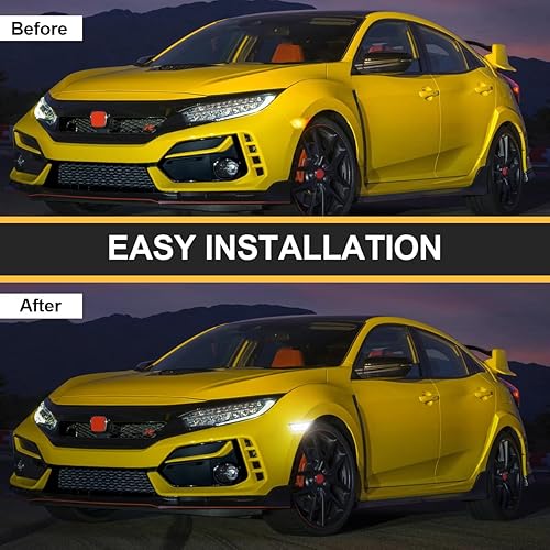 Miniatura 9 de Luces LED de posición laterales compatibles con Civic 2016 2017 2018 2019 2020 2021 y 10 generación y tipo R + luces de posición (luces blancas de
