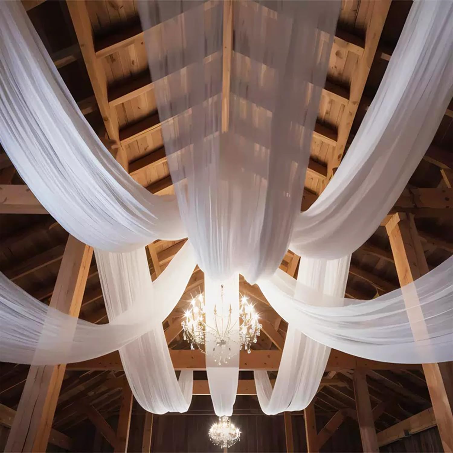 WENSINL White Ceiling Drapes for Weddings Arch Draping Fabric White Chiffon Fabric Sheer Ceilings Curtain Drapery for Party Birthday Bridal Shower