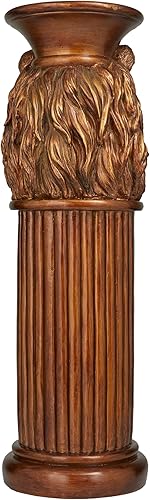 Miniatura 4 de Deco 79 Polystone Lion - Mesa de pedestal, 8 x 9 x 25 pulgadas, bronce