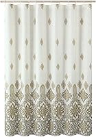 Vista 34 de Seville Farmhouse - Cortina de ducha moderna con estampado de rayas de poliéster, color amarillo, impermeable, cortina de baño, pequeña, 54 pulgadas