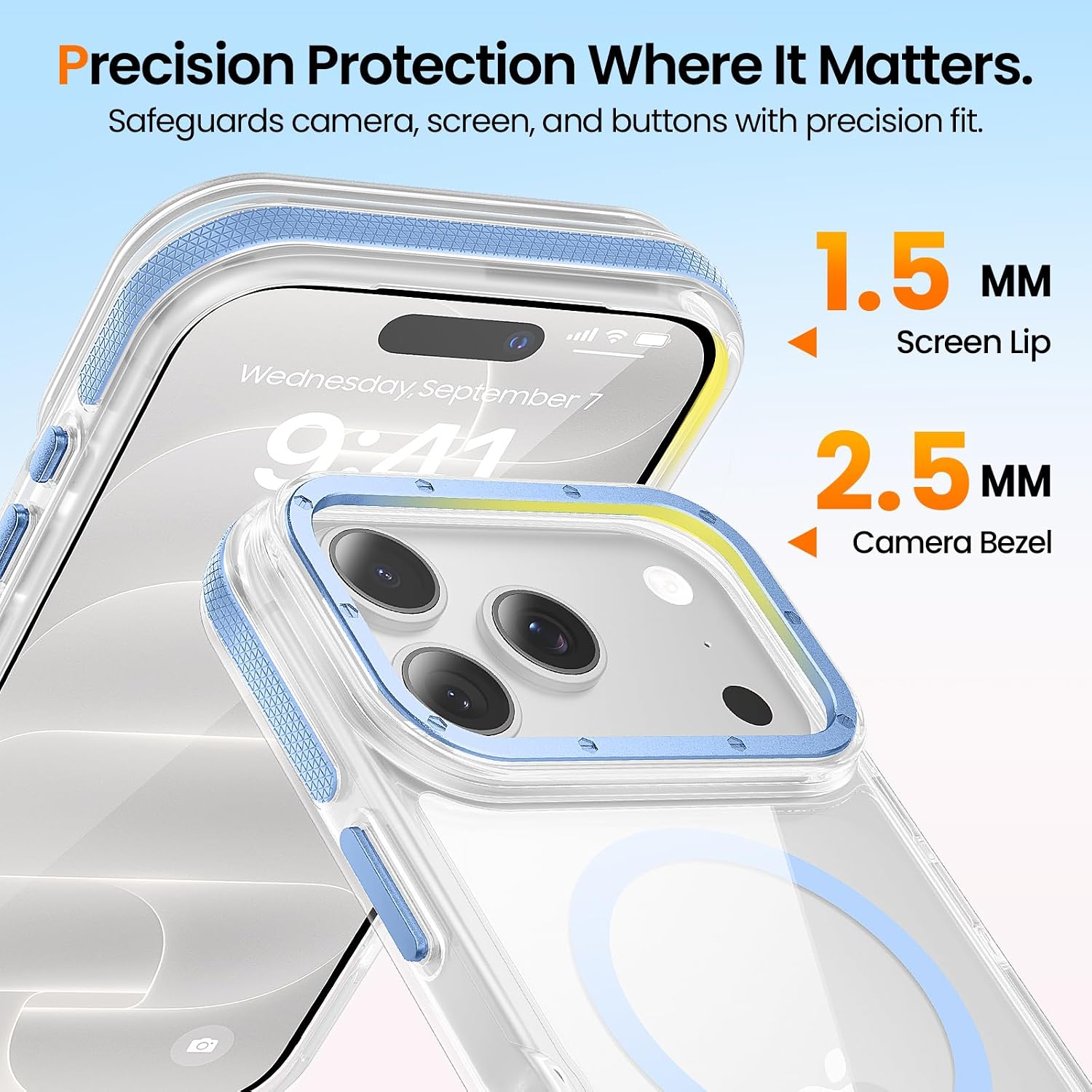 for iPhone 18 Pro Case, Magnetic & Shockproof, Clear Alpine Blue thumbnail
