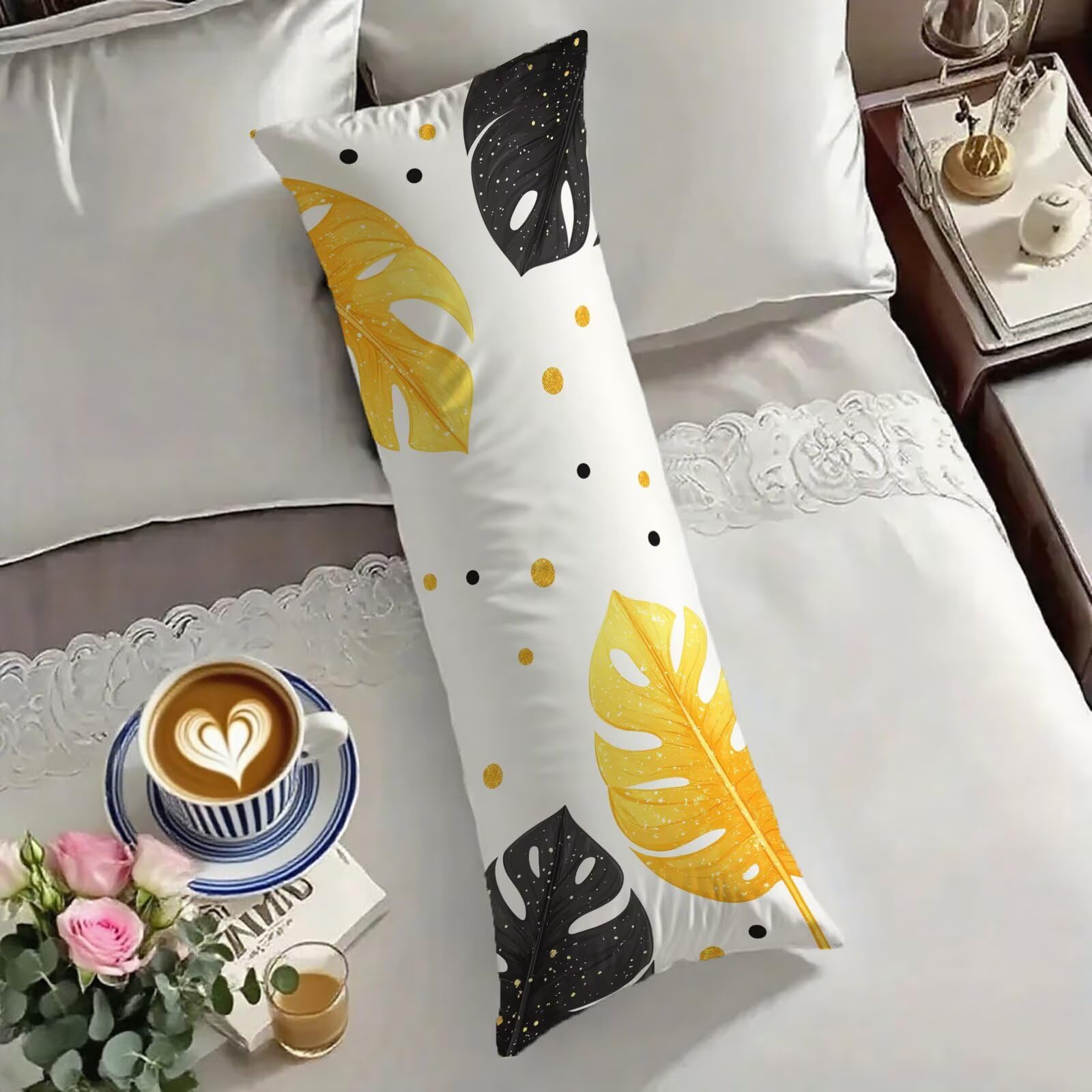 Taie traversin 180 cm orange et noir double face en velours O-1892