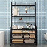Vista 10 de Zapatero independiente con 8 ganchos para entrada, dormitorio, armario, 4 niveles, color negro