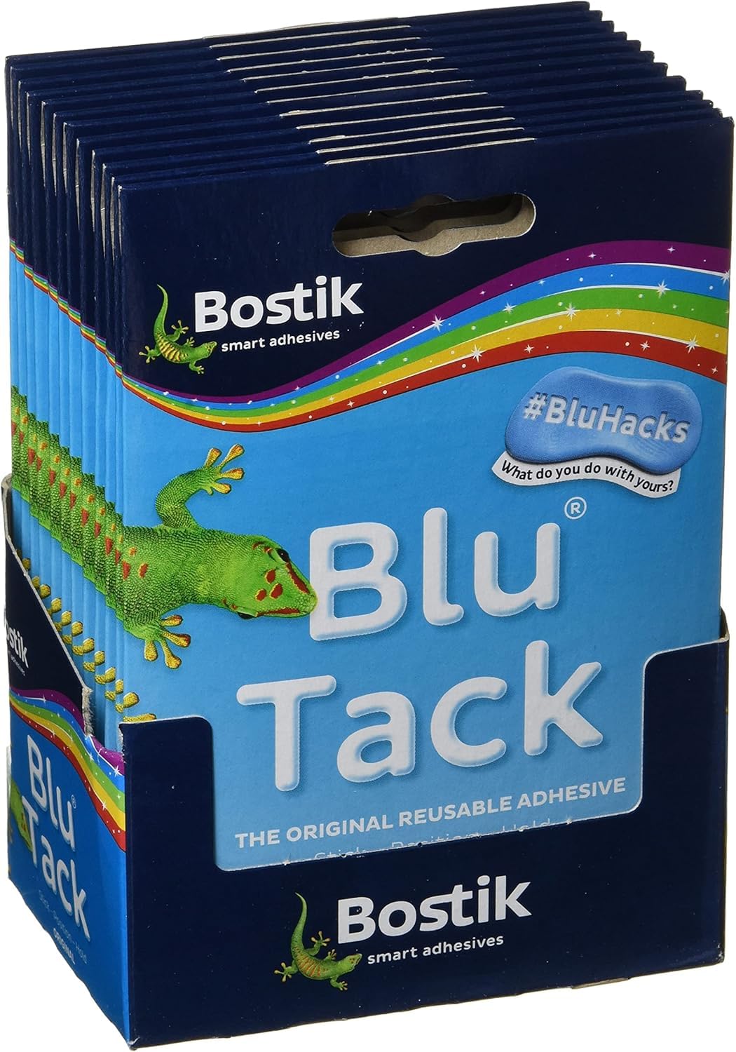 Reusable Adhesive Putty Blu Tack original, Handy Size Multipurpose Sticky Tack, Removable Adhesive Putty, Clean, Safe & Easy to Use Sticky Tack for Home and Office (12, Blue)