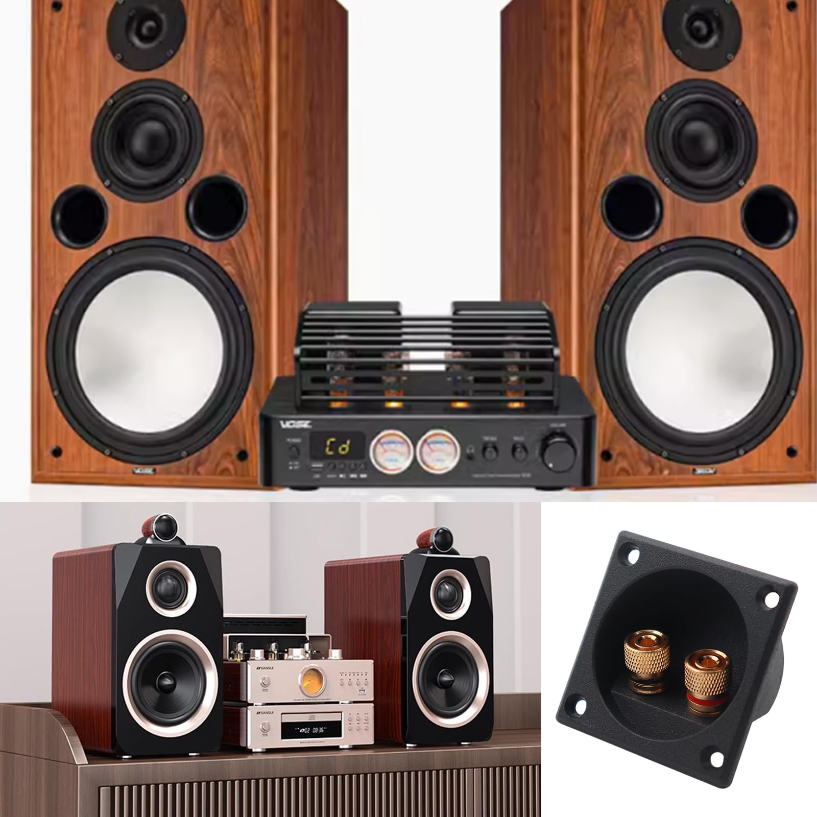 Amazon.com: 2PCS 2.2 Inch Square 2-Way Speaker Box Terminal Cup