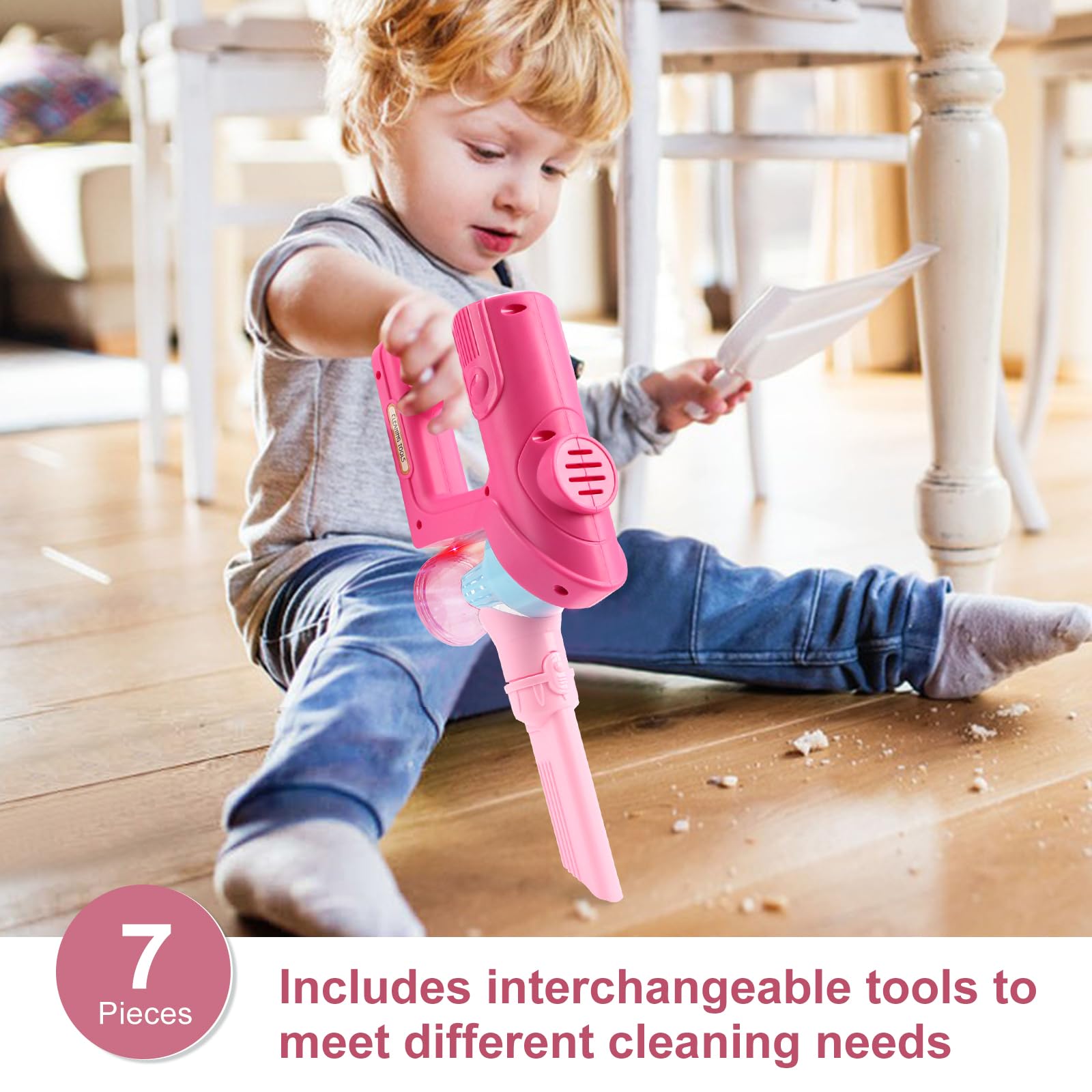 Aspirateur électrique Jouet, avec lumières, Sons.prétendent Essayer Les Outils de Nettoyage, pour Les Enfants âgés de 3 à 6 Ans Anniversaire